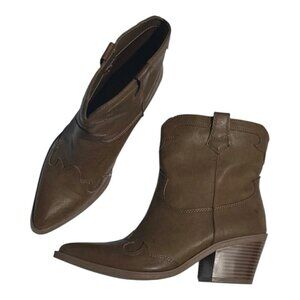 Sun + Stone Boots Women's Size 7.5 Tan Western Stitching Cowboy NWOB Brennaa